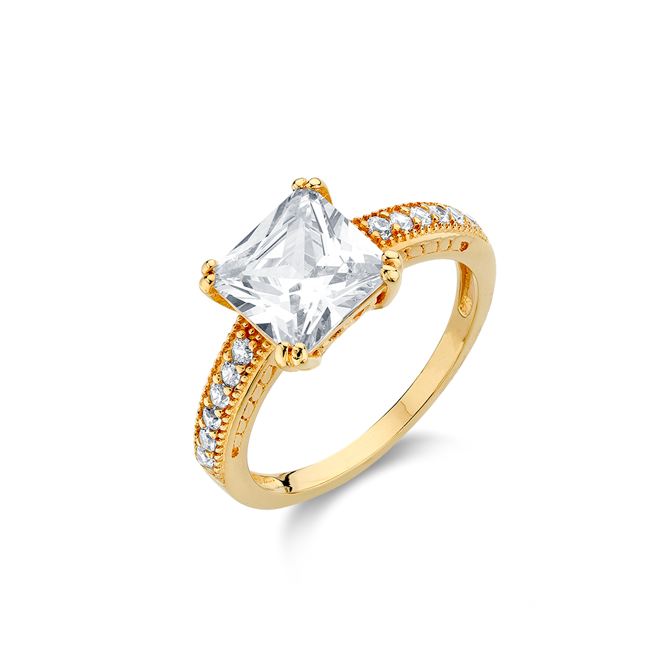 Cubic Zirconia Rings Yellow Gold - Temu