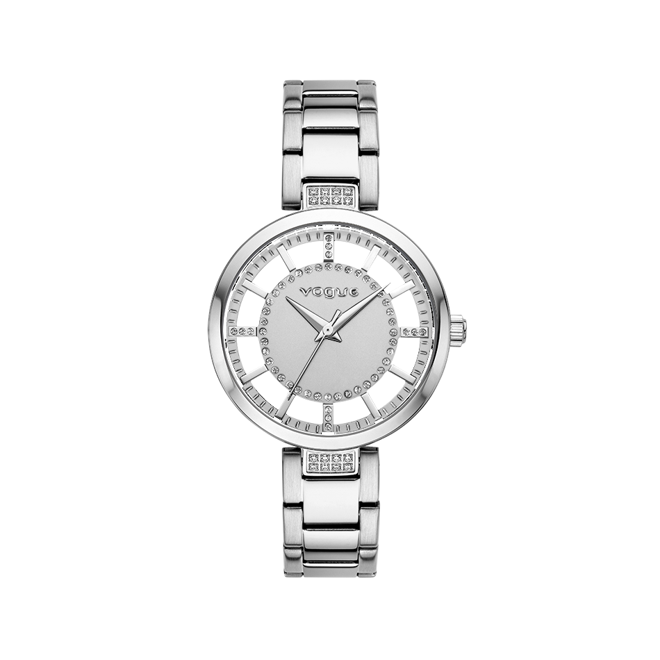 SWAN watch, transparent silver stainless steel dial & bracelet, VOGUE ...